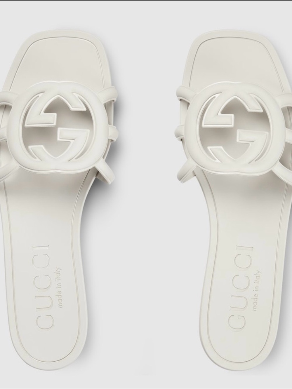 Gucci Cream GG Interlocking Logo Slide Sandals